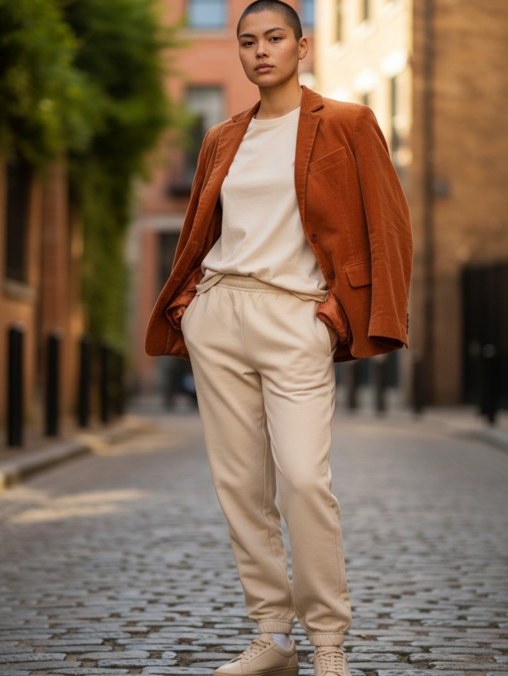 AKRIS Punto Corduroy Blazer Burnt Orange Cotton Jacket Womens 10 12 Vintage